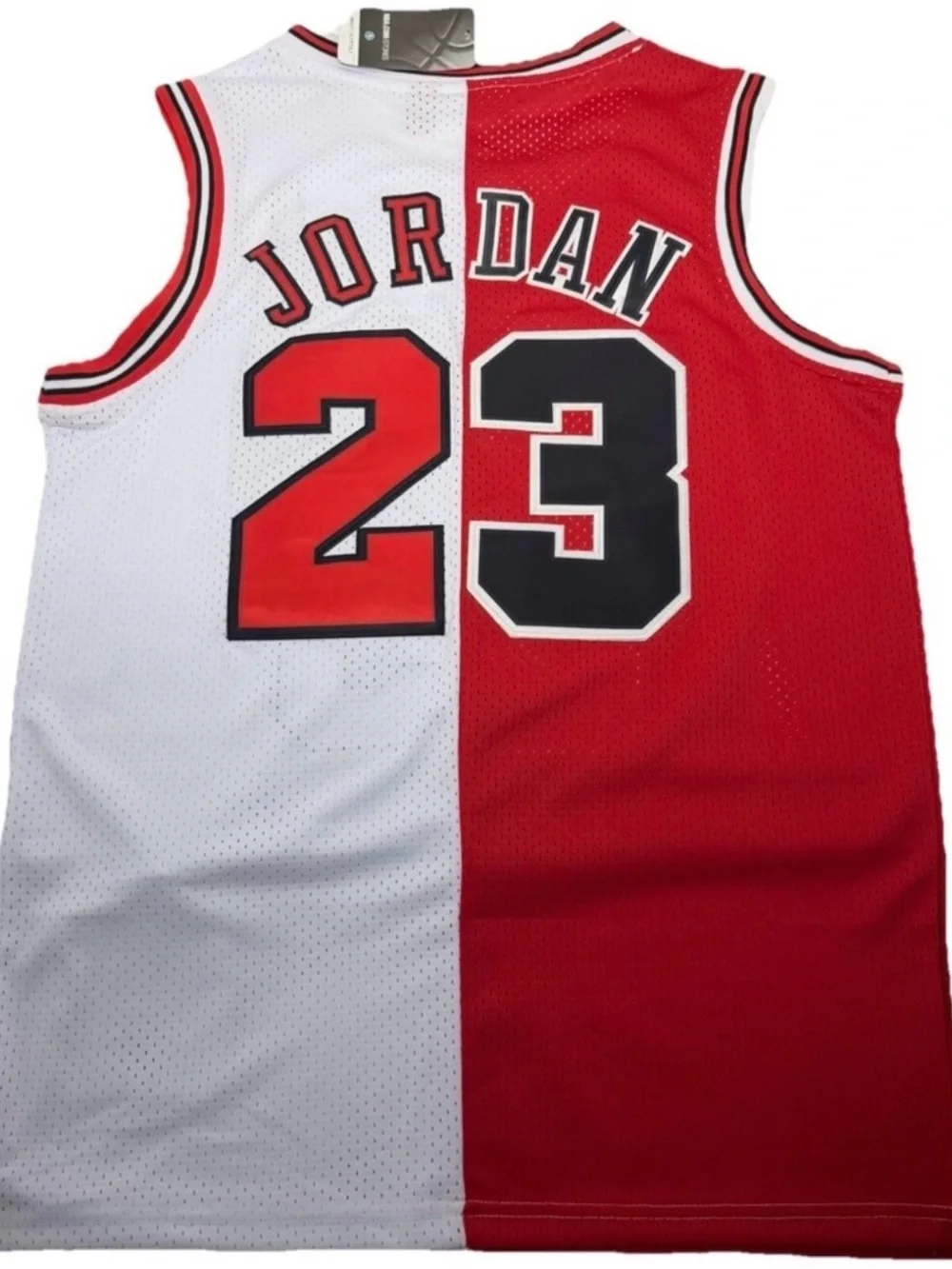 Mitchell & Ness Chicago Bulls Red White Split Michael Jordan #23 Jersey - Picture 2 of 6